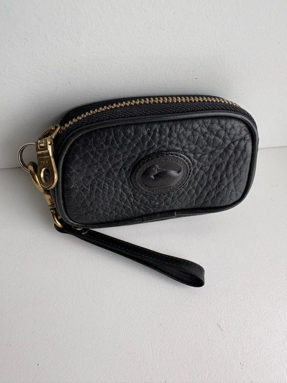 Dooney & Bourke awl black leather Key Caddy Chain Coin Purse zip wallet - Picture 4 of 15